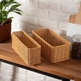 thumbnail image 4 of Rattan Style Multi-Purpose Storage Basket – Plastic Woven Organizer Bin for Bathroom, Living Room, Kitchen & Desktop, 4 of 6