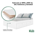 thumbnail image 2 of Base Cama Matrimonial Con Cajones Compartimientos KingsHouse blanco Matrimonial, 2 of 7