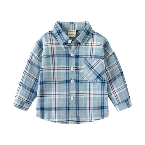 XBASW 2-7Y Boys Plaid Button down Shirts Long Sleeve Dress Shirt Cotton Spring Fall Casual Blouses Tops for Baby Toddler Kids