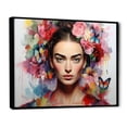 thumbnail image 2 of Designart "Frida's Crown Kahlo Flower Portrait" Fashion Framed Wall Art - Glam Pink Woman Mexican Hallway Framed Wall Art Decor, 2 of 6