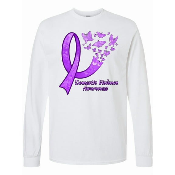 Inktastic Domestic Violence Awareness Butterflies Long Sleeve T-Shirt
