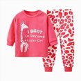 thumbnail image 4 of HCNTES Winter Baby Girl Clothes Toddler Baby Girl Clothes 6M 12M 1T 2T 3T 4T 5T Fall Winter Outfits Strawberries Dinosaurs Cherries Giraffes Print Long Sleeve Sweatshirt + Pants Sets, 4 of 4