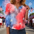 thumbnail image 6 of GEWSEY 3/4 Sleeve V Neck USA Patriotic Shirts for Women 4th of July America Stars Stripes Flag Graphic Tops Cute Tee (Pink, S), 6 of 8