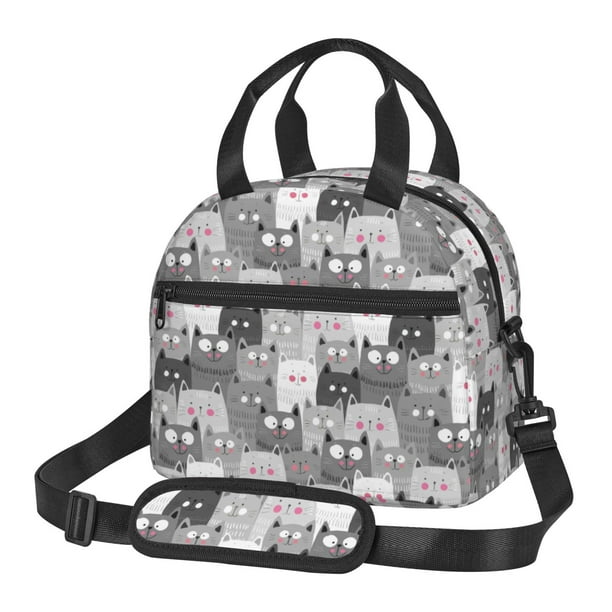 Easygdp Cats Group Caja de Almuerzo para Mujeres y Hombres, Bolsa de Almuerzo Insulada, Bolsas Reutilizables Impermeables para Viajes, Trabajo y Picnics