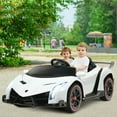 thumbnail image 3 of Gymax 12V 2-Seater Licensed Lamborghini Kids Ride On Car w/ RC & Swing Function White, 3 of 10