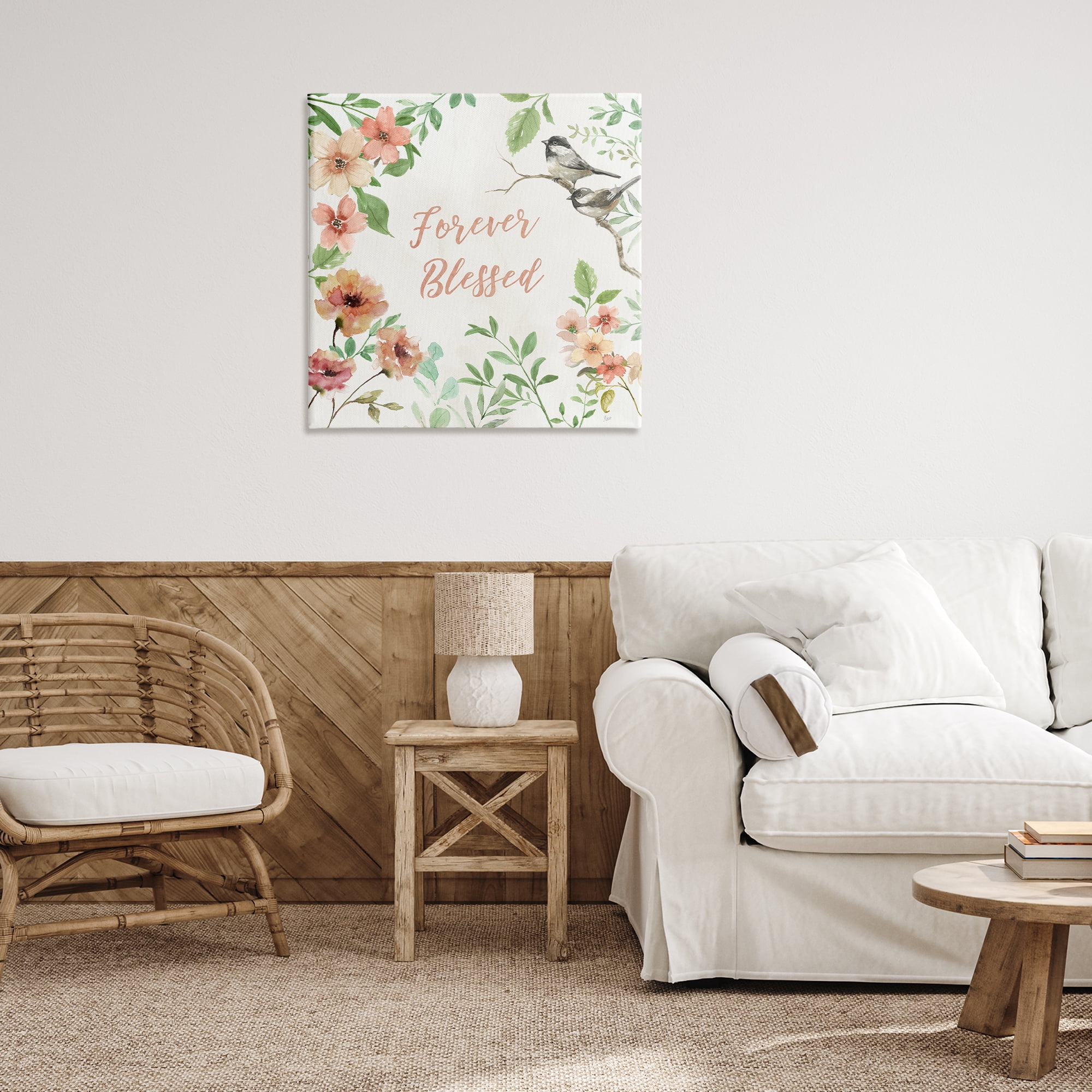 Stupell Industries Forever Blessed Floral Botanical & Floral Painting Gallery Wrapped Canvas Art Print Wall Art, 30 x 30