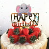 AkoaDa Flamingo, Unicorn, Baby Elephant Birthday Cake Insert Gold Acrylic Cake Cutter Dessert Baking Cake Decorating Plugin