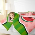 thumbnail image 4 of Feelyou Cartoon Watermelon Full Size Comforter Sets, Pink Green Stripes Bedding Comforter Set, Sweet Summer Time Reversible Bedding Sets, Super Cozy Room Decor, 3 Pieces, 4 of 8