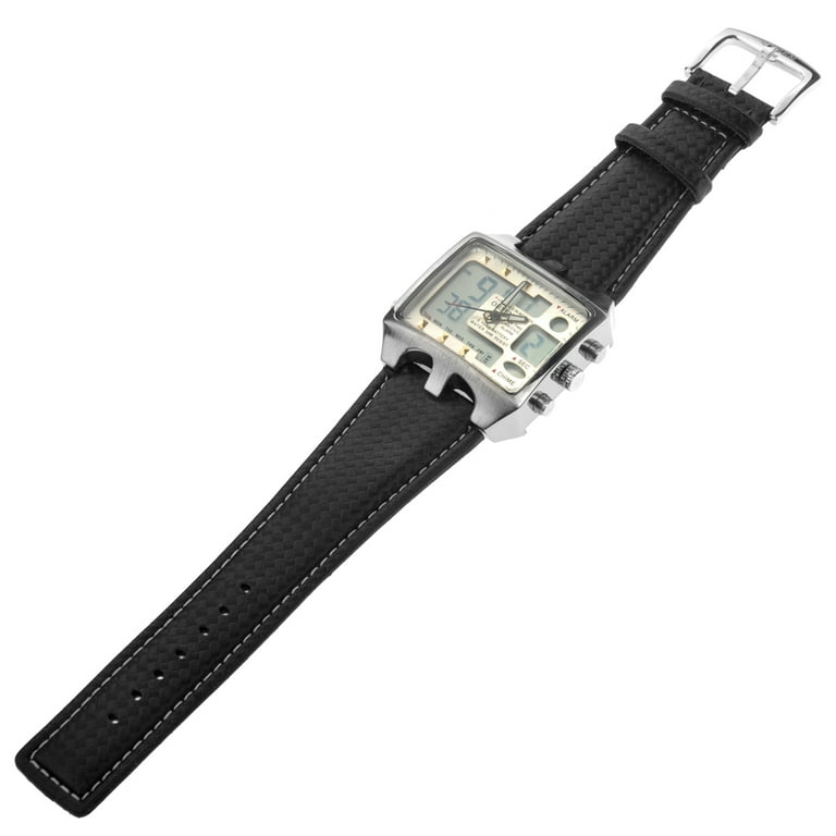 Lihe OHSEN AD0930 Waterproof LED Digital Analog Dual Time Display Men s Sports Watch with Stopwatch Date Week Alarm Hourly Chime PU Band White Walmart
