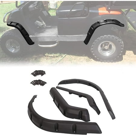 

CYQUIO Fender Flare Compatible with G14 G16 G19 G20 G22 Golf Cart Standard Front and Rear Fender Flares W/Hardware Approximately 4.1 Wide 4PCS