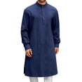 thumbnail image 2 of Men's Cotton Muslim Robe Long Sleeve Button Front Casual Arabic Style Robe for Daily Wear, 2 of 8
