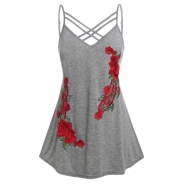 Tank Top de Encaje con Cordón Combinado en Talla Extra Rosegal Camisetas sin mangas de talla grande