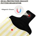 thumbnail image 3 of Haosy Light Yellow and Off-white Striped Golf Mallet Putter Cover Strong Magnetic Leather Golf Club Headcover Closure, 3 of 7