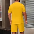 thumbnail image 5 of Domuza Short Sets for Men Summer 2 Piece Summer Fashion Casual Tee Drawstring Shorts Sets Casual Summer Matching Set Yellow L, 5 of 5