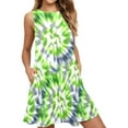 thumbnail image 2 of Tie Dye Sleeveless A-Line Pocket Dress (Size:L; Style:Tie Dye Women's Low Rise Capri Leggings (Invisible Stitch) (Model L08);), 2 of 5