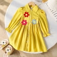 thumbnail image 2 of Adeawade Sundress For Girls 4-5 Years Crewneck Floral Print Long Sleeve Shirt Dress For Toddlers Party Wear Autumn Outfits Fashion Wear Yellow, 2 of 9