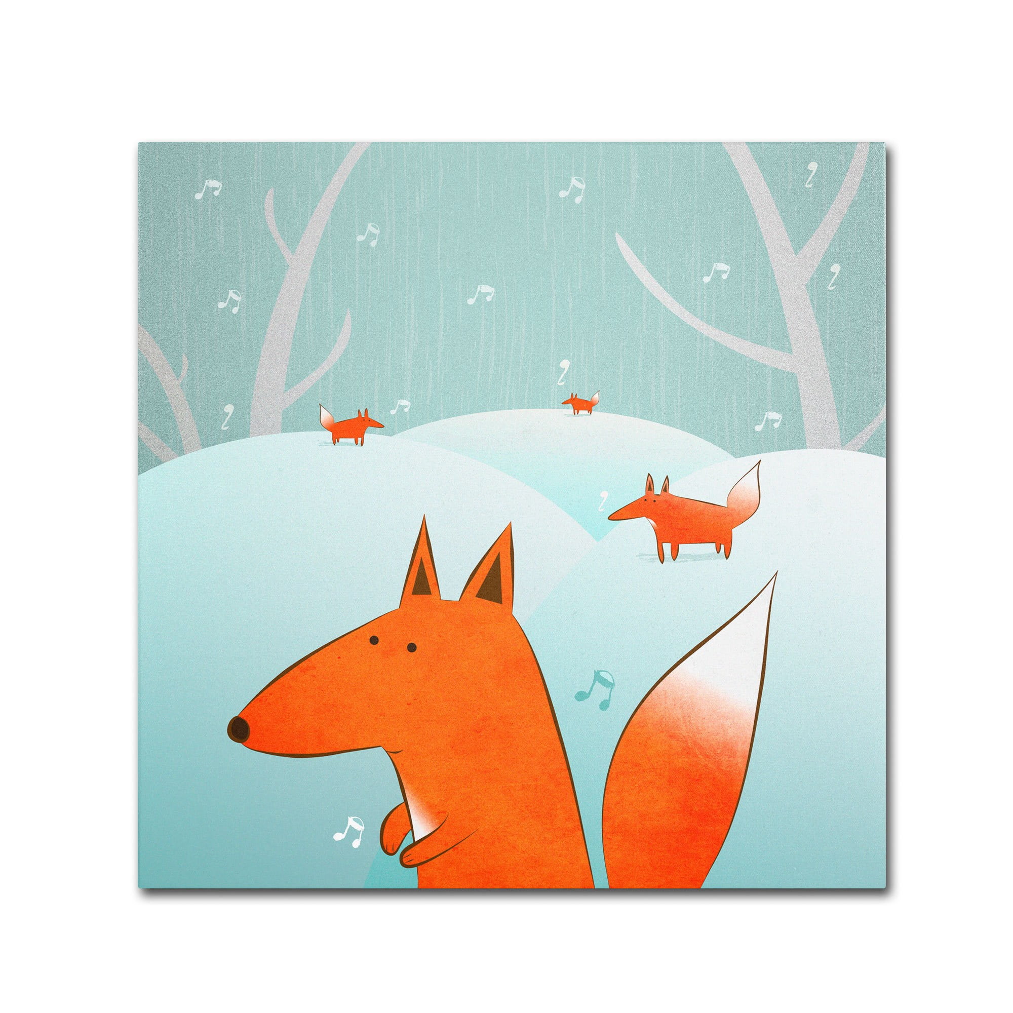 Trademark Fine Art "Winter Foxes" Canvas Art by Carla Martell