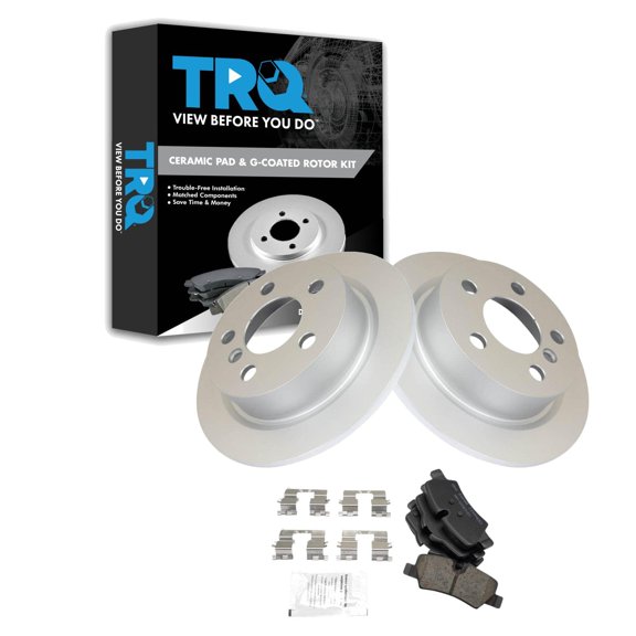 TRQ Rear Brake Pad & Rotor Kit Brake Pads Brake Rotor Ceramic Premium G-Coated Fits Select 2014-2019 Mini Cooper