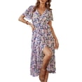 thumbnail image 1 of Vestido largo maxivestido cruzado con cinturón y escote en V floral PRETTYGARDEN - talla S, 1 of 8