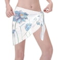 thumbnail image 2 of Wukai Pale Blue Lotus Flowers Women’s Short Sarongs Beach Wrap Bikini Bottom Short Skirt Chiffon Scarf for Swimwear, 2 of 4