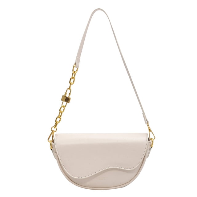 Bolso de mano retro de PU, bolso bandolera Joker, bolso de mano minoritario, bolso de sillín debajo del brazo, blanco