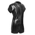 thumbnail image 3 of Mens Wet Look Patent Leather Pouch Zip Short Jumpsuit Bodysuit Clubwear Leotard, 3 of 11