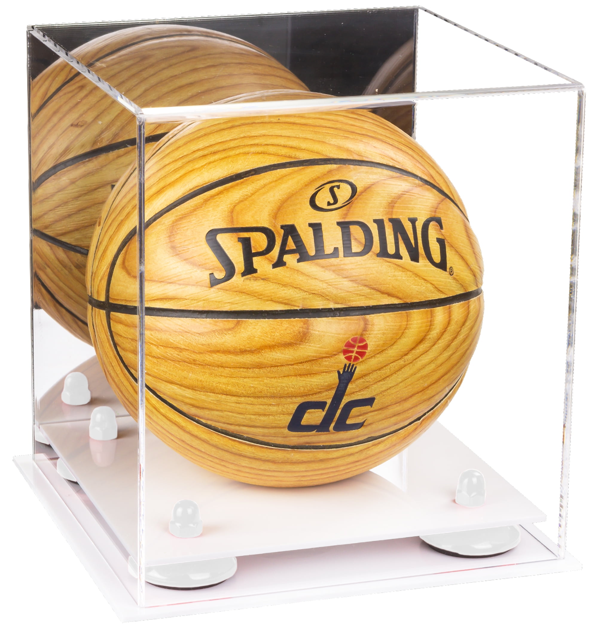 Deluxe Acrylic Full Size Basketball Display Case Mirror & Silver Risers A001-SR 