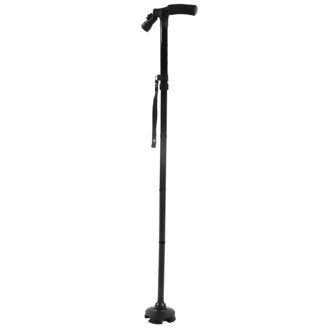 Walking Stick, Aluminum Alloy Lightweight Telescopic Crutches Rotatable Contact Head For Night Walk For Elderly