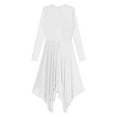 thumbnail image 6 of Sinleey Women's Long Sleeves Metallic Chiffon Lyrical Dance Dress Church Praise Tunic Overlay Dress White S, 6 of 7