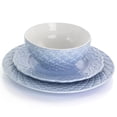 thumbnail image 2 of Gibson Home 126950.16 Quilted Eyelet Round Fine Ceramic Dinnerware Set, Blue - 16 Piece, 2 of 7