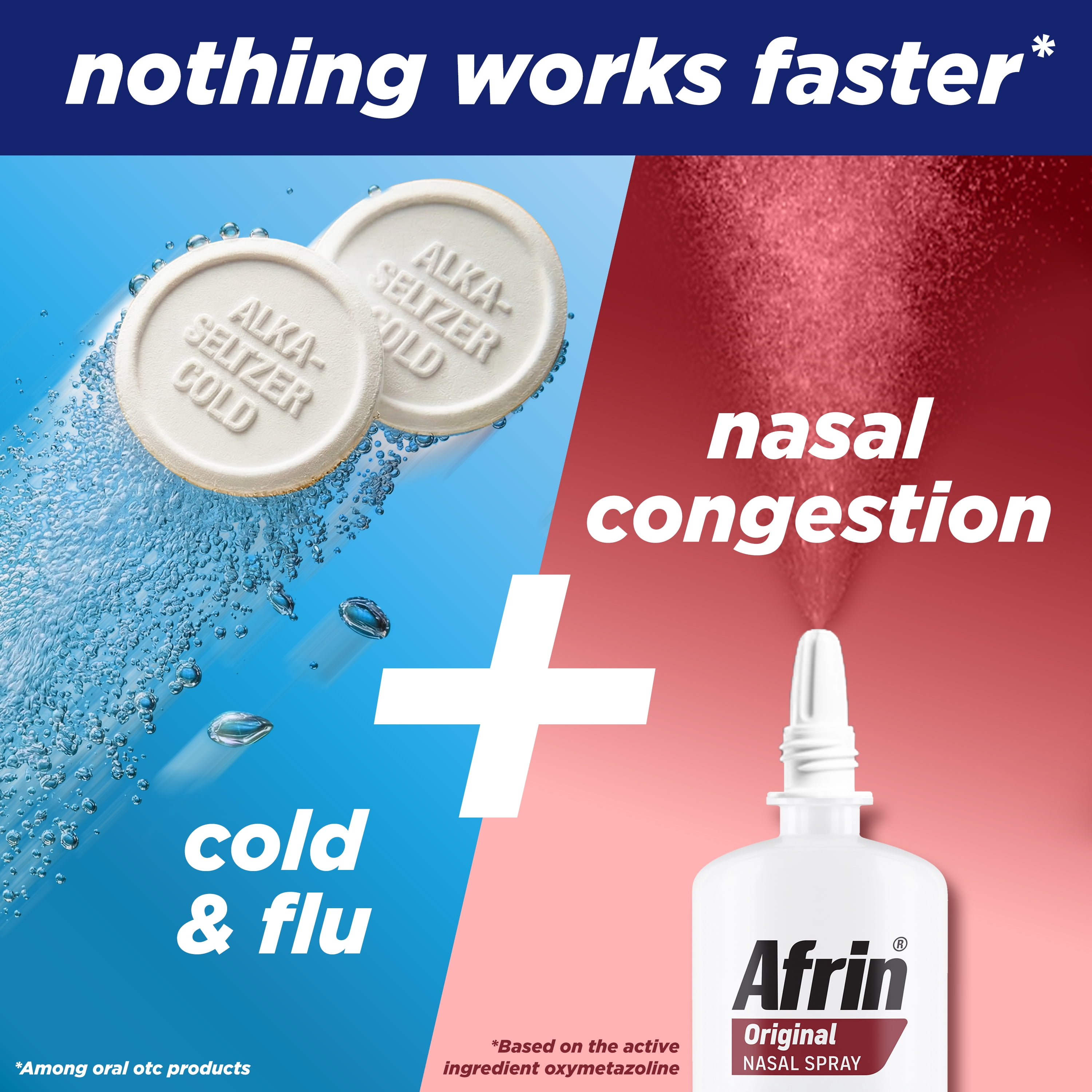 Alka-Seltzer Cold + Afrin, Combo Pack, Cold & Flu Severe (16 Tablets) + Afrin Original Spray (6 mL)