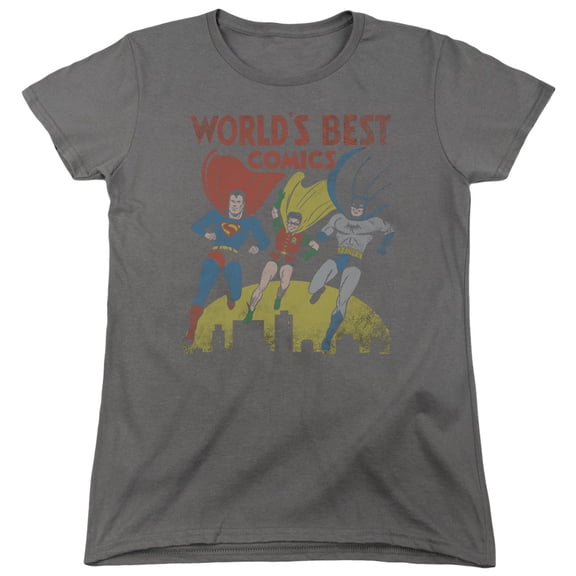 JLA Justice League Worlds Best S/S Women's T-Shirt Charcoal