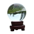 thumbnail image 3 of Bola de cristal transparente con soporte de madera, artesanías artísticas, bola decorativa de escritorio para sala de estar 120 mm, 3 of 9