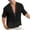 Black, variant on ZVNAΖH Mens Cotton Wrinkle Short Sleeve Shirts Button Stand Up Shirts Summer Casual Go Out Beach Shirts, S-3XL