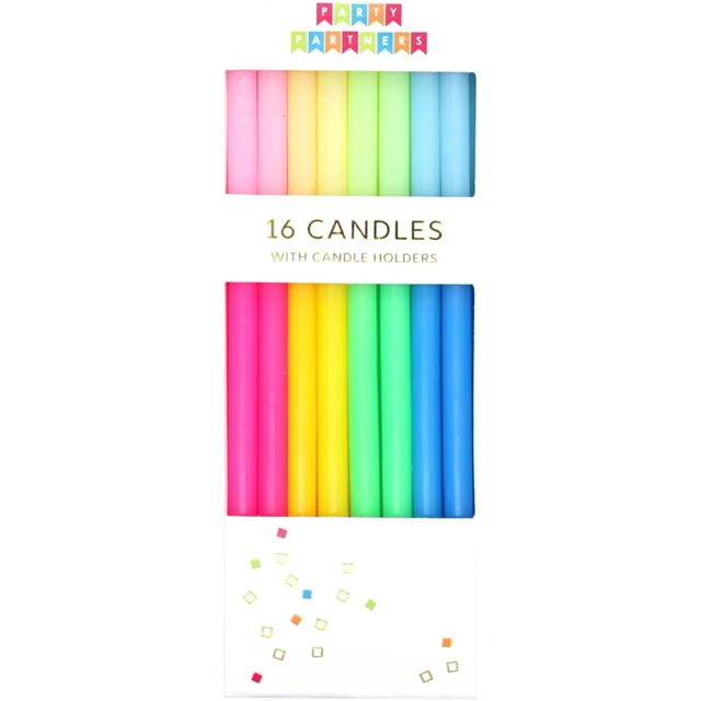 Party Partners Bougies d'Anniversaire de Luxe, 16 Unités, 4,75 Po de Hauteur, Ombré