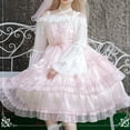 thumbnail image 5 of Mnyycxen Women Sweet Lolita Dress Victorian Long Sleeve Princess Dress Layered Kawaii A-line Dress with Bow, 5 of 5