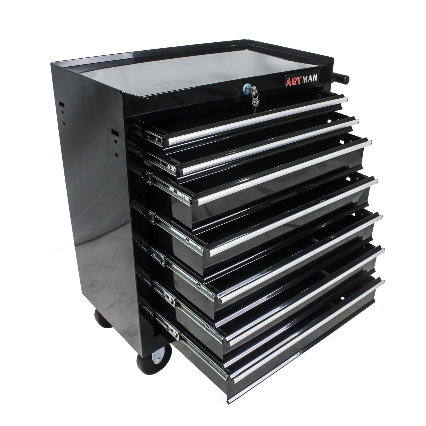 Rolling Tool Chest with Wheels and 7-Drawer, Detachable Tool Cabinet with Lock for Garage, Locking Mechanic Tool Cart Rolling Tool Box for Warehouse, Workshop, Repair Shop, Black
