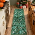 thumbnail image 3 of Moynesa Christmas 2'x6' Runner Rugs for Hallway, Washable Kitchen Rug Carpet Runner, Non-Slip Low Pile Soft Winter Moroccan Holiday Xmas Decor Modern Mat for Entrance Bedroom Laundry, Green, 3 of 12