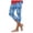Blue, variant on Floral Capri Pants for Women High Waist Tummy Control Printed Leggings Trendy Casual Dressy Comfy Silm Fit Tights Light Yellow for Size L