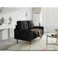 thumbnail image 3 of Pemberly Row 58" Square Arm Modern Fabric/Wood Loveseat in Charcoal, 3 of 5