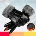 thumbnail image 2 of PMVFHDE Men's Winter PU Touchscreen Leather Gloves Windproof Warm Gloves, for Outdoor Driving Riding Black，One Size, 2 of 7
