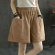 thumbnail image 5 of 2 pantalones cortos casuales sólidos con cintura elástica para mujer con bolsillos, pantalones cortos de playa de verano, 5 of 6