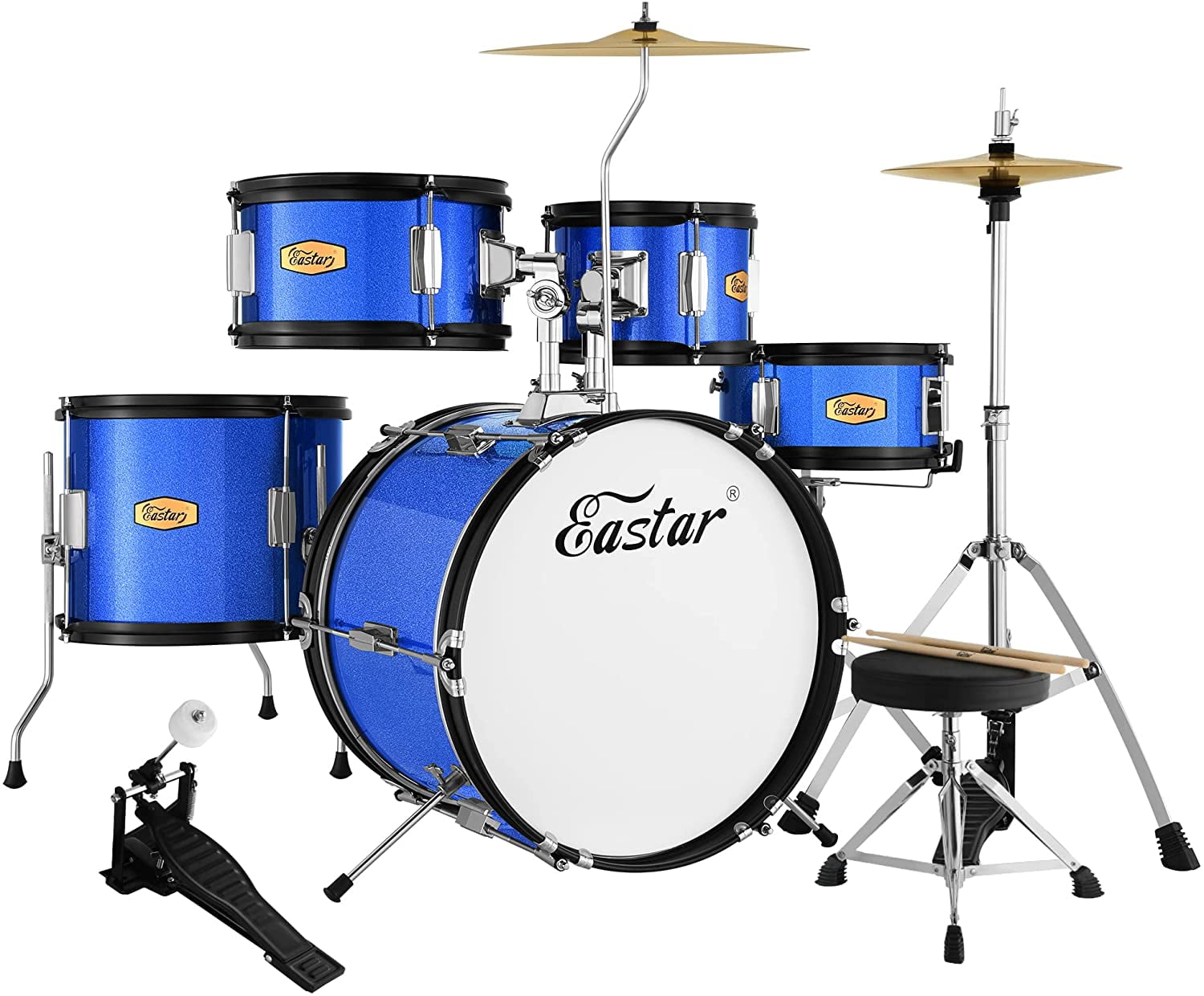Eastar 5Piece Kids Beginner Drum Set, 16 Inch Junior Percussion