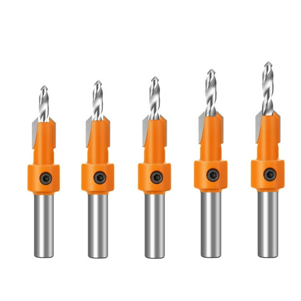 5pcs Countersink Router Bit Set Woodworking Screw Extractor Step Drill Metal Taper Hole Drill for Wood 10mm Xingzhi