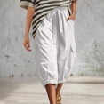 thumbnail image 6 of Hueook Womens Capri Pants Hiking Women's Loose Casual Cargo Pants with Pockets White L, 6 of 6