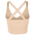thumbnail image 3 of A2Y Women's Solid French Terry Cotton Back Cross Crop Top Khaki M, 3 of 3