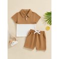 thumbnail image 5 of Aojekbee 2Pcs Baby Boy Summer Outfits Short Sleeve Lapel Collar T-Shirt + Shorts Set Infant Clothes, 5 of 10