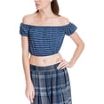 thumbnail image 1 of Max Studio London Womens Textured Basic T-Shirt, Blue, Small, 1 of 4