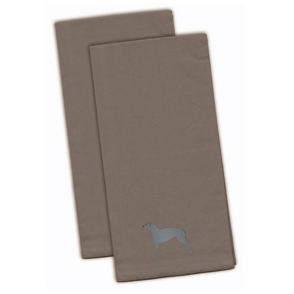 Scottish Deerhound Gray Embroidered Towel Set of 2