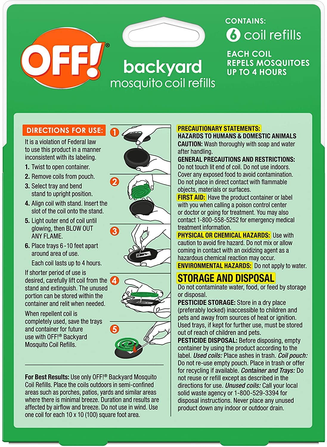 OFF! Mosquito Coil Refills, 6 CT Pack of 10